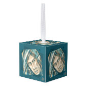 挑戦的な緑の小妖精や小人 キューブオーナメント (裏面アングル)