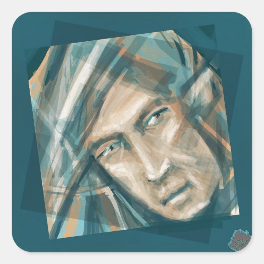 挑戦的な緑の小妖精や小人 スクエアシール (正面)