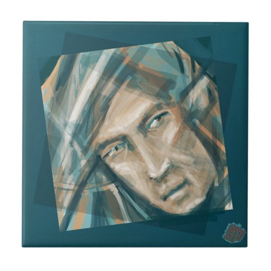 挑戦的な緑の小妖精や小人 タイル (正面)