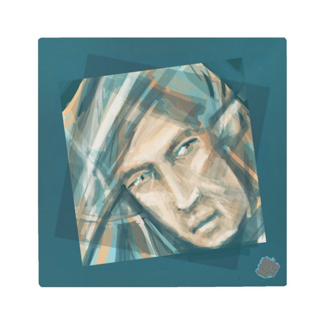 挑戦的な緑の小妖精や小人 メタルプリント (正面)