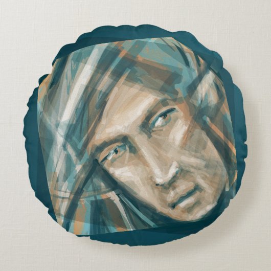 挑戦的な緑の小妖精や小人 ラウンドクッション (正面)