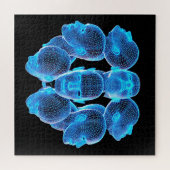 挑戦的な青い人間の頭部ホログラフィックパズル ジグソーパズル (横)