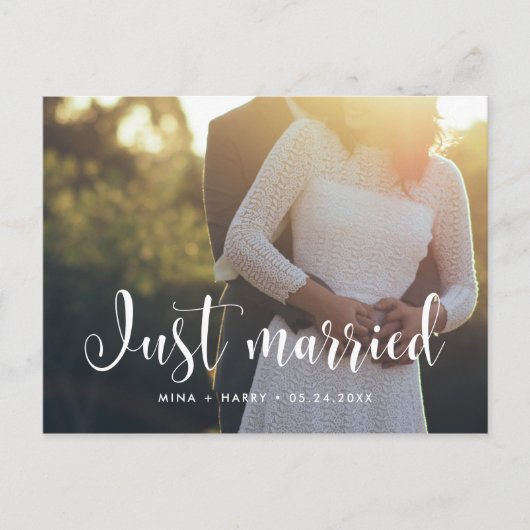 挙式しました おしゃれな結婚写真 ポストカード (正面)
