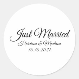 挙式しました - オーダーメイドの名前 黒白スクリプト ラウンドシール