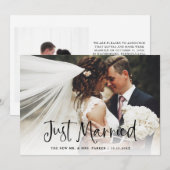 挙式しました | カジュアルな筆記体写真エロープメント 案内状 (正面/裏面)