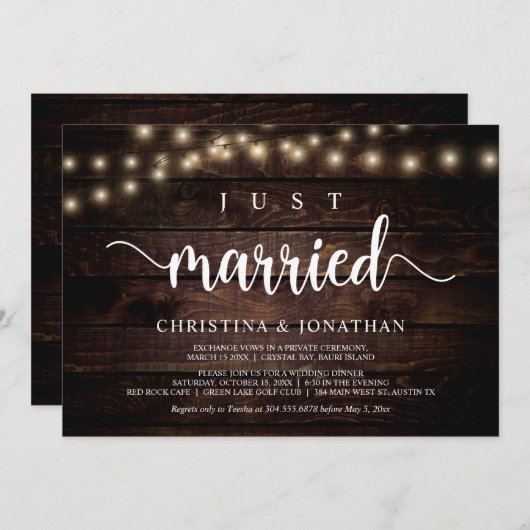 挙式しました、素朴なウェディングエロープメント 招待状 (正面/裏面)