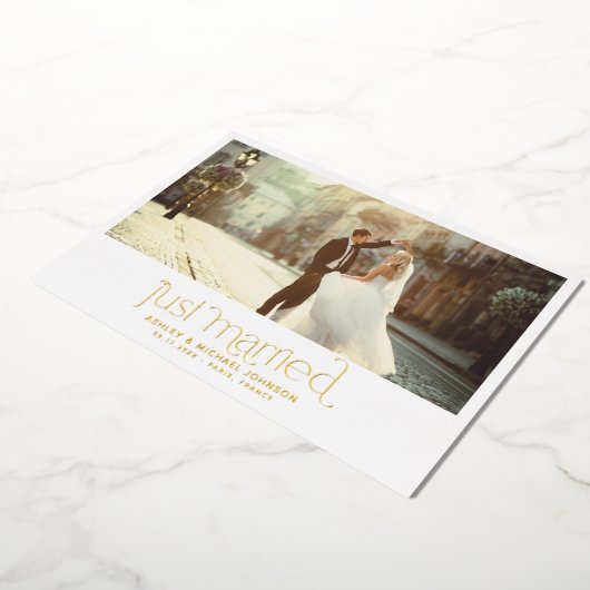 挙式のみ ゴールド 4枚 おふたり撮影 箔招待状 (回転した状態)