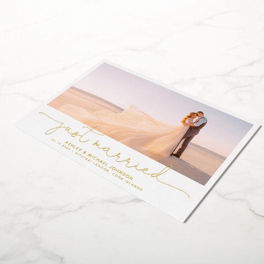 挙式のみ ゴールド 4枚 お二人撮影 箔招待状 (回転した状態)