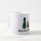 挙式の新郎新婦にツイートで鳴く鳥 コーヒーマグカップ (正面左)