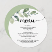 挙式ディナーメニュー 現代の素朴なユーカリグリーン メニュー (正面/裏面)