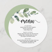 挙式ディナーメニュー 現代の素朴なユーカリグリーン メニュー (正面/裏面)
