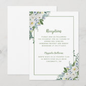 挙式会場 ウェディング フラワー 水彩画 エレガント グリーン エンクロージャーカード (正面/裏面)