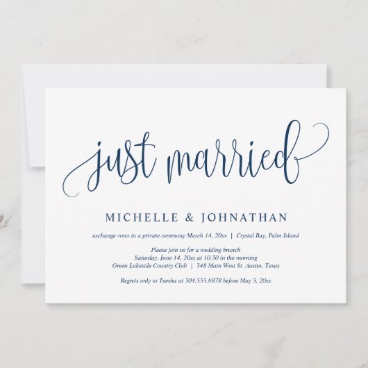 挙式後すぐの結婚お披露目パーティー 招待状 (正面)