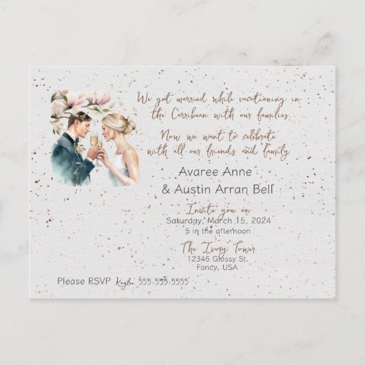 挙式後ウェディング招待状はがき インビテーションポストカード (正面)