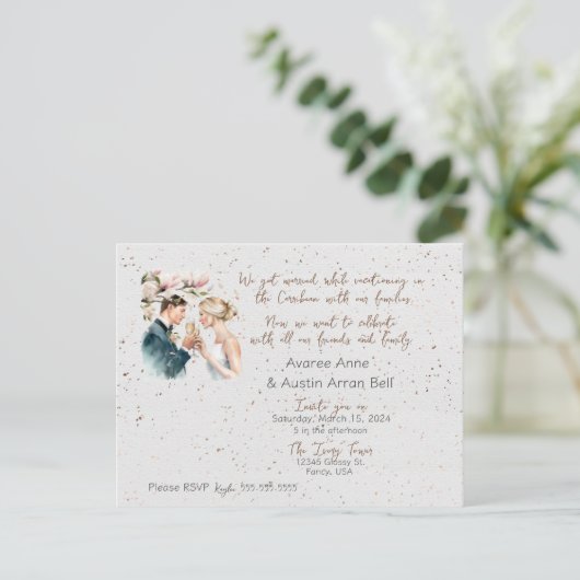 挙式後ウェディング招待状はがき インビテーションポストカード (スタンド正面)