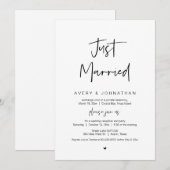 挙式済み, ブラック, ウェディングエロープメントパーティー 招待状 (正面/裏面)