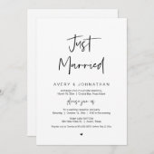 挙式済み, ブラック, 結婚式の秘密の式のパーティー 招待状 (正面/裏面)