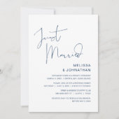 挙式済み、結婚記念パーティー、ネイビーブルー 招待状 (正面)