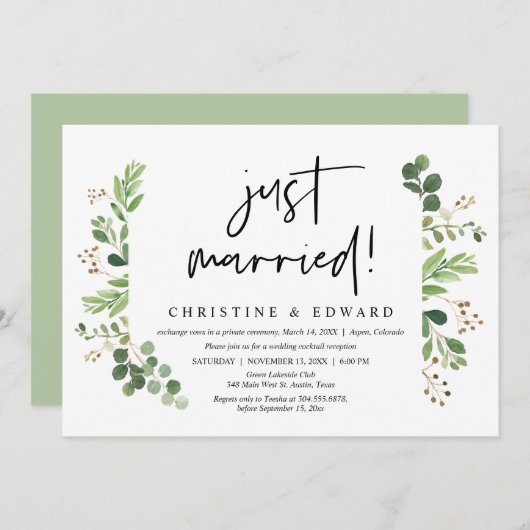 挙式済み、結婚記念パーティー 招待状 (正面/裏面)