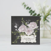 挙式直後!ロマンチックな花のエレガントな結婚後ウェディング 招待状 (スタンド正面)