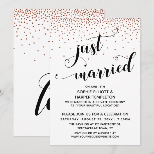 挙式終了ウェルカム 銅粉コンフェッティ 受付のみ 招待状 (正面/裏面)