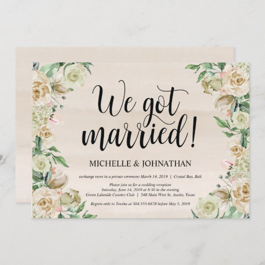 挙式 入籍 結婚 おめでとう 二人だけの結婚式 結婚式招待状 招待状 (正面/裏面)