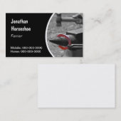 挟みが付いている熱い蹄鉄を握っている蹄鉄工 名刺 (正面/裏面)