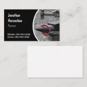 挟みが付いている熱い蹄鉄を握っている蹄鉄工 名刺 (正面/裏面)