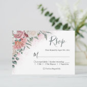 挨りだらけのばら色およびダリアの花柄 出欠カード (スタンド正面)