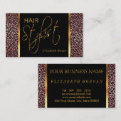 挨りだらけのばら色のヒョウのプリントの美容師 名刺 (正面/裏面)