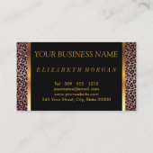 挨りだらけのばら色のヒョウのプリントの美容師 名刺 (裏面)