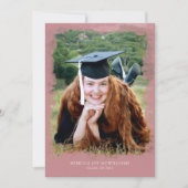 挨りだらけのばら色の水彩画の写真の卒業のお祝い 招待状 (正面)