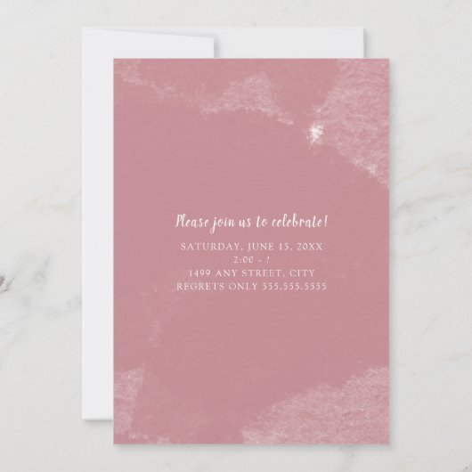 挨りだらけのばら色の水彩画の写真の卒業のお祝い 招待状 (裏面)
