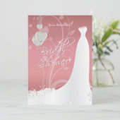 挨りだらけのばら色の花のサテンのブライダルシャワー 招待状 (スタンド正面)