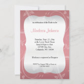 挨りだらけのばら色の花のサテンのブライダルシャワー 招待状 (裏面)