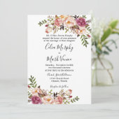挨りだらけのばら色の花の結婚式招待状 シーズンカード (スタンド正面)