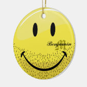 挨りだらけのエリマキシギの髭がある顔 セラミックオーナメント (左)