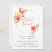 挨りだらけのオレンジ花のブライダルシャワーの招待状 招待状 (正面)