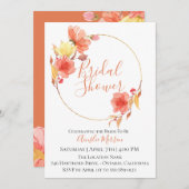 挨りだらけのオレンジ花のブライダルシャワーの招待状 招待状 (正面/裏面)