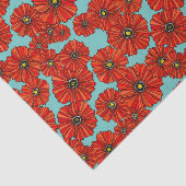 挨りだらけのターコイズのティッシュペーパーの赤いケシ 薄葉紙 (詳細)