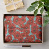 挨りだらけのターコイズのティッシュペーパーの赤いケシ 薄葉紙 (ギフト)