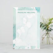 挨りだらけのティール（緑がかった色） -白のあなたの一流の|のイチョウを加えて下さい 便箋 (スタンド正面)