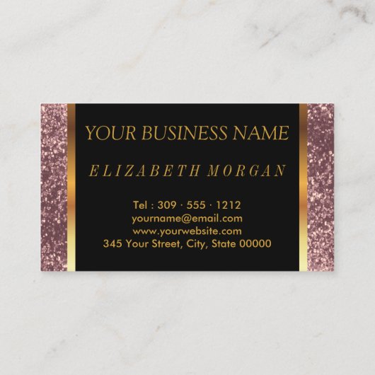 挨りだらけのバラのグリッターの美容師 名刺 (裏面)