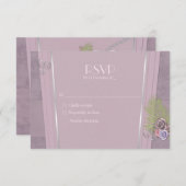 挨りだらけのプラム、淡い色のな紫色および花の結婚RSVP 出欠カード (正面/裏面)