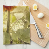 挨りだらけのレトロのヒマワリの台所タオル キッチンタオル (四つ折り)