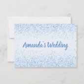 挨りだらけの青いグリッターの新婦付添人カード 招待状 (裏面)