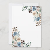 挨りだらけの青い暗灰色の花柄の結婚式招待状 招待状 (裏面)