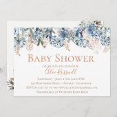 挨りだらけの青い花のベビーシャワーの招待状 招待状 (正面/裏面)