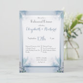 挨りだらけの青い花の水彩画のリハーサルの夕食 招待状 (スタンド正面)