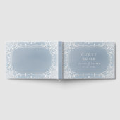 挨りだらけの青くエレガントでロマンチックなヴィンテージの結婚 ゲストブック (全面)